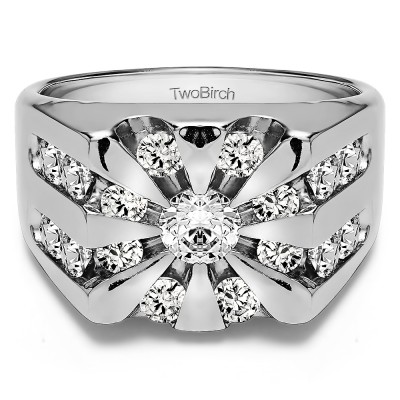 0.5 Ct. Round Channel Set Sun Burst Style Men's Ring