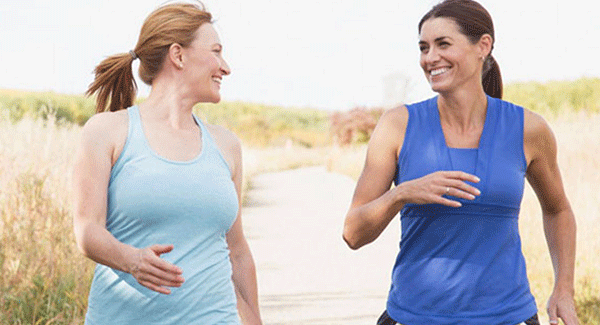 Two women walking